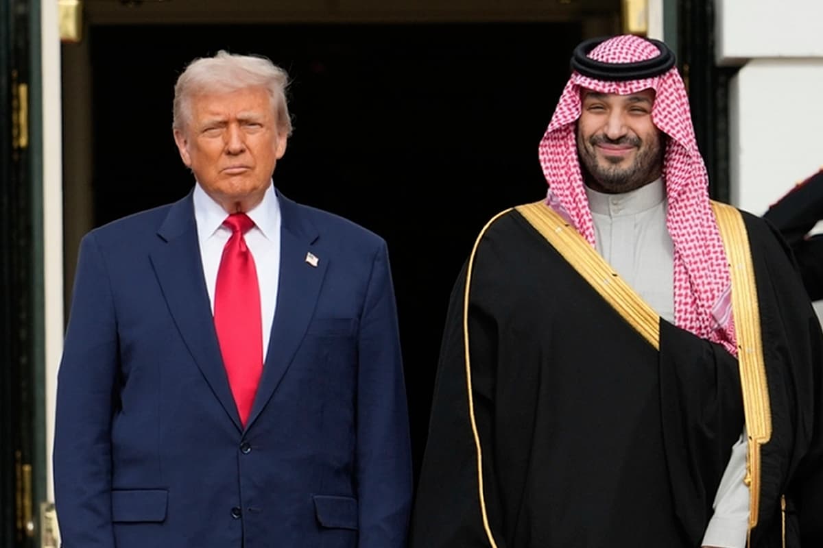 AP/Mark Schiefelbein FILE - President Trump stands with Saudi Arabia's Crown Prince Mohammed bin Salman on his visit to the White House, on Nov. 18, 2025, at Washington, D.C.