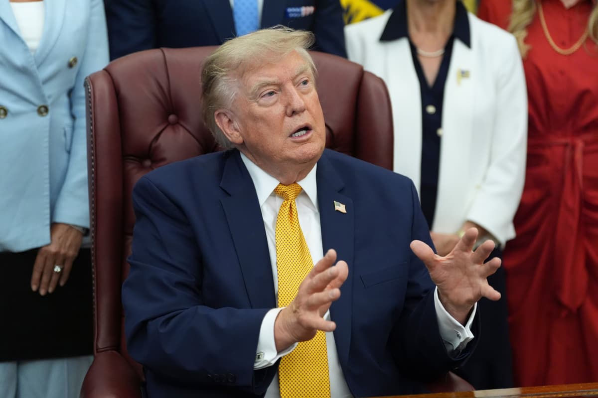 AP/Alex Brandon President Trump speaks during a meeting about military families in the Oval Office of the White House, August 3, 2026, at Washington, D.C.