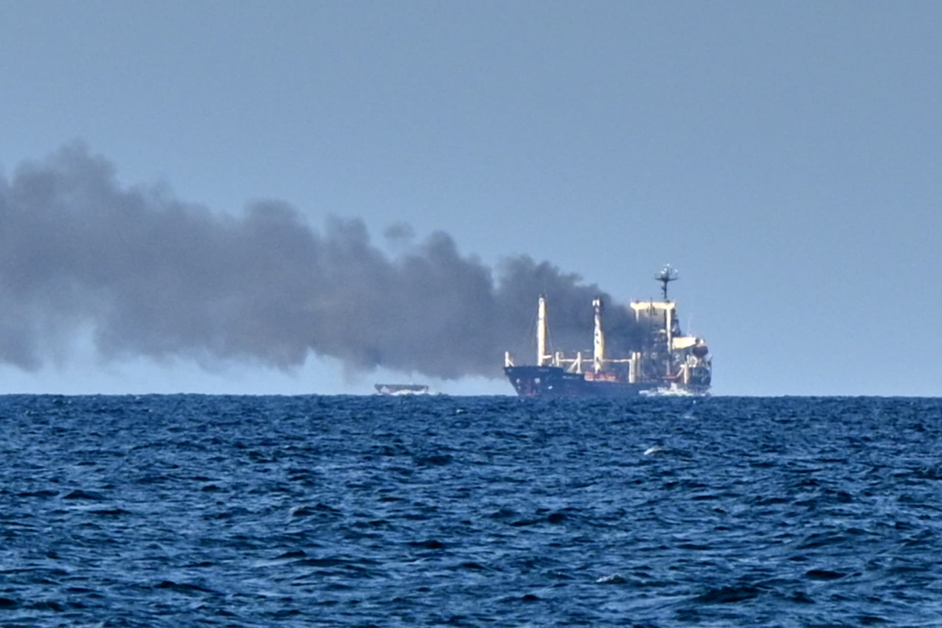 Michael Shtekel/AP Smoke rises from the grain carrier Golden Leo after a Russian missile strike in the Black Sea close to Odesa, Ukraine, on July 19, 2026.