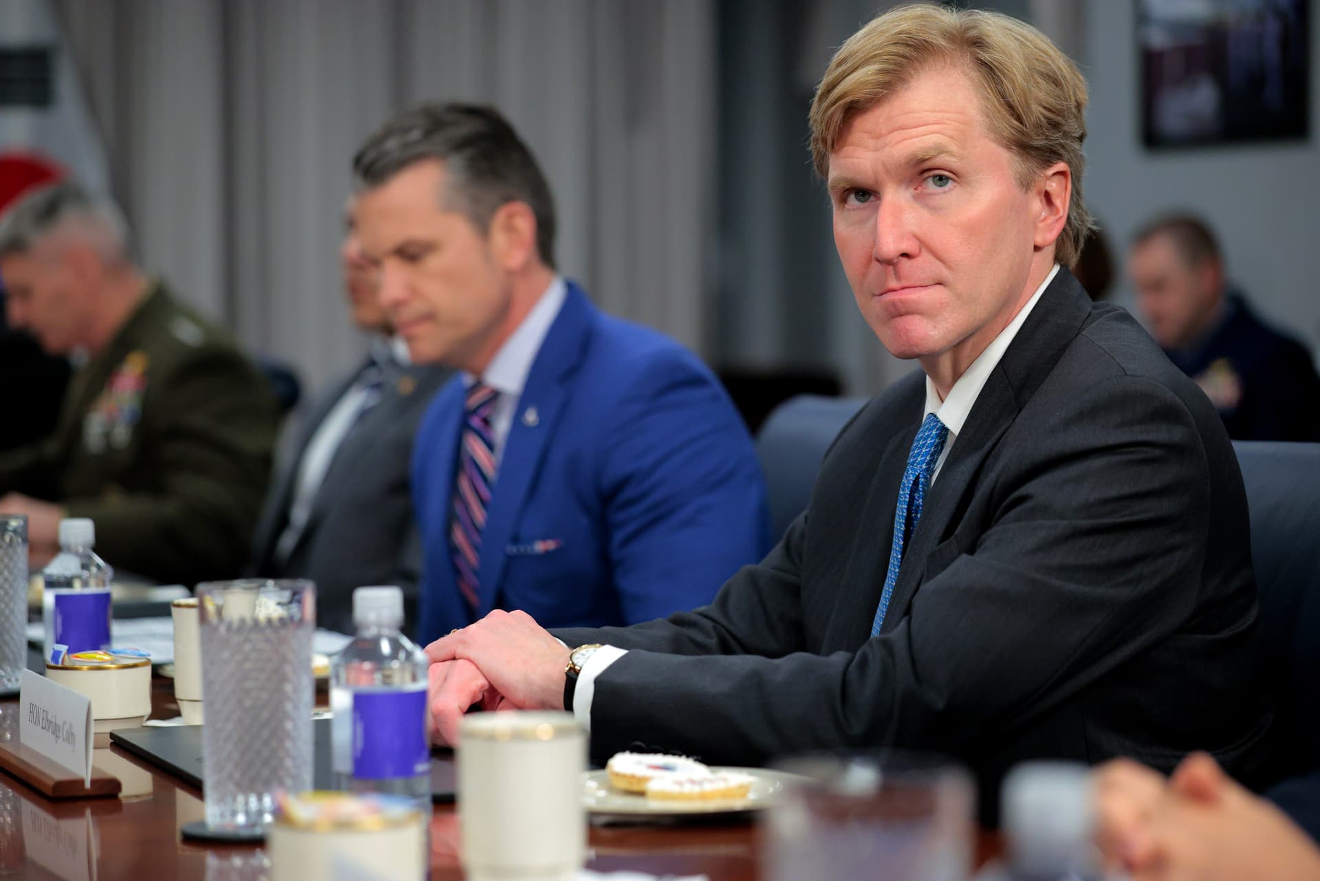 Chip Somodevilla/Getty Images The under secretary of defense for policy, Elbridge Colby, and Defense Secretary Pete Hegseth host South Korea’s defense minister, Ahn Gyu-back, at the Pentagon on May 11, 2026.