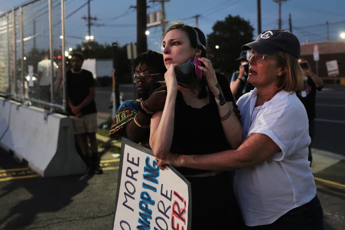 Spencer Platt/Getty Images Protesters gather outside the Delaney Hall Detention Facility where ICE is housing detained immigrants at Newark, New Jersey, on August 4, 2026.