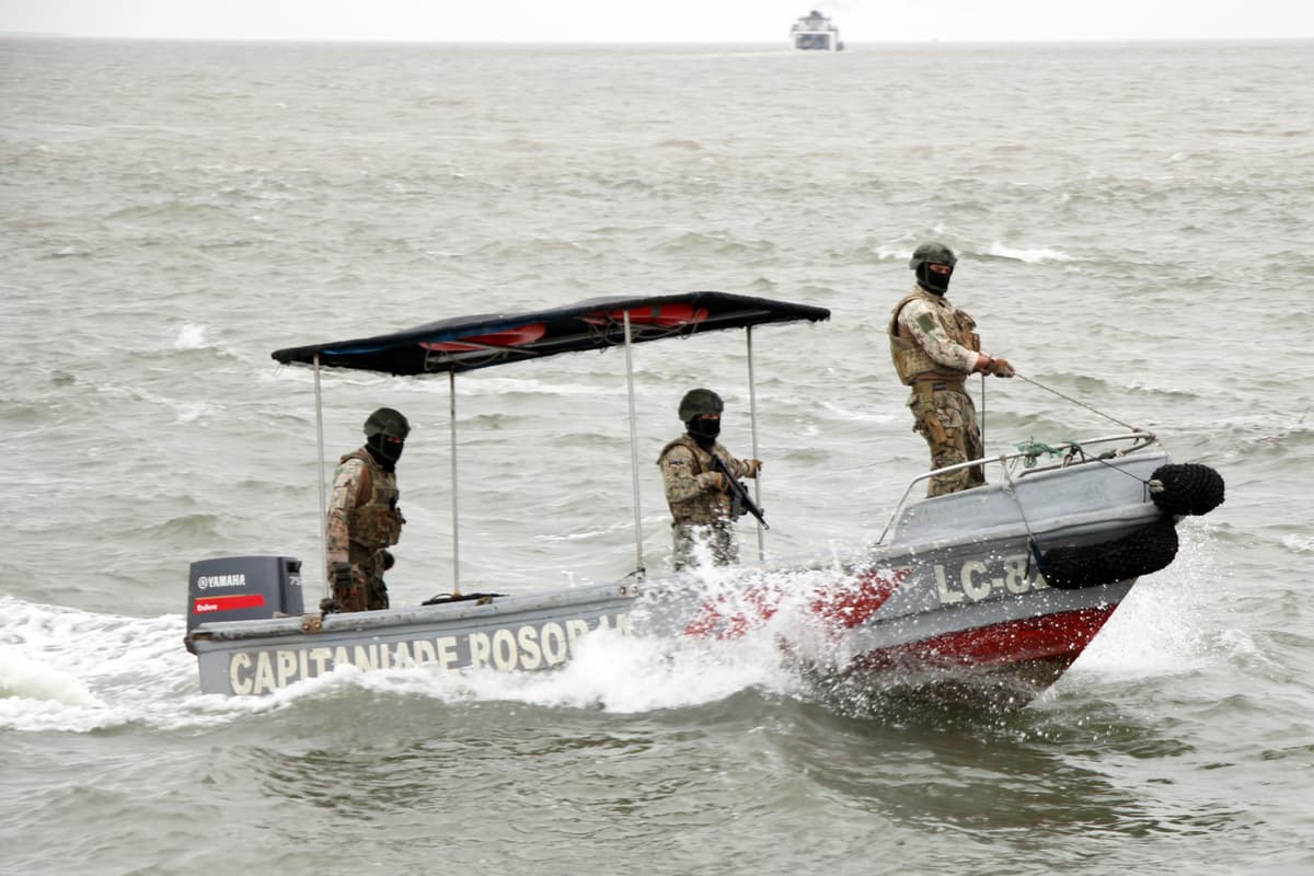 Romina Duarte/Agencia Press South/Getty Images Military personnel patrol by boat during an army patrol in the area of El Morro Port at Guayaquil, Ecuador, on May 30, 2025.