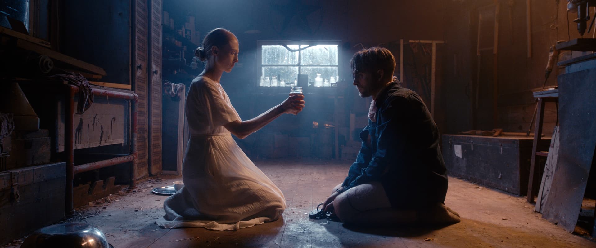 Dark Sky Films Emily Bennett and David Call in 'Blood Shine.'