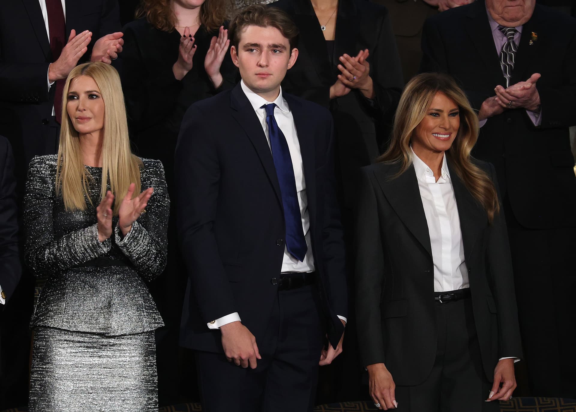 Win McNamee/Getty Images Ivanka Trump, Barron Trump and First Lady Melania Trump attend the State of the Union address during a Joint Session of Congress at the U.S. Capitol on February 24, 2026, at Washington, DC.