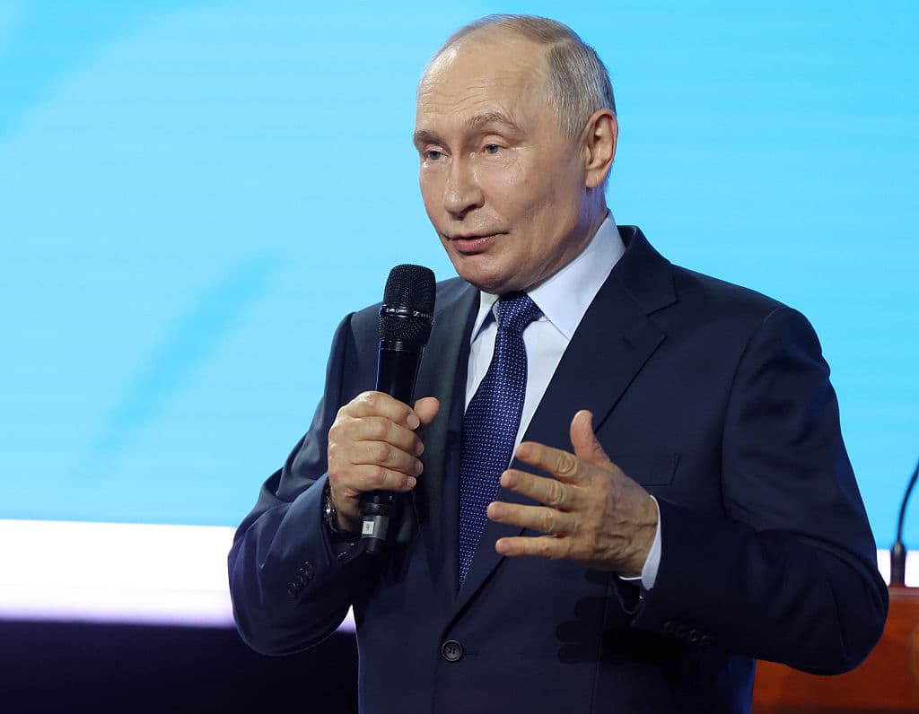 Getty Images President Putin speaks during on August 3, 2026 at Krasnoyarsk, Russia.