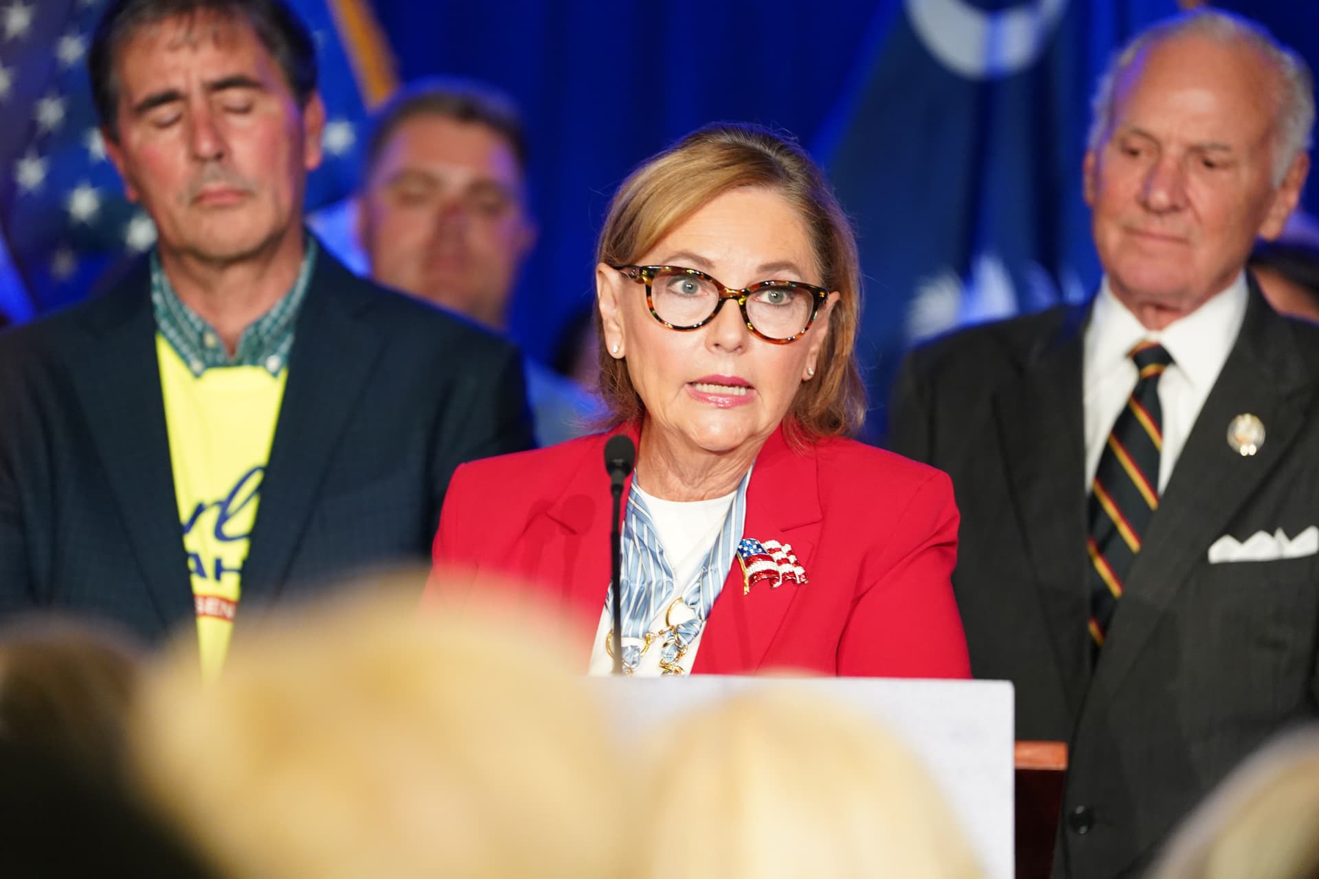 Megan Varner/ Getty Images Darline Graham speaks during a campaign event following her win on August 25, 2026 at Columbia, South Carolina.