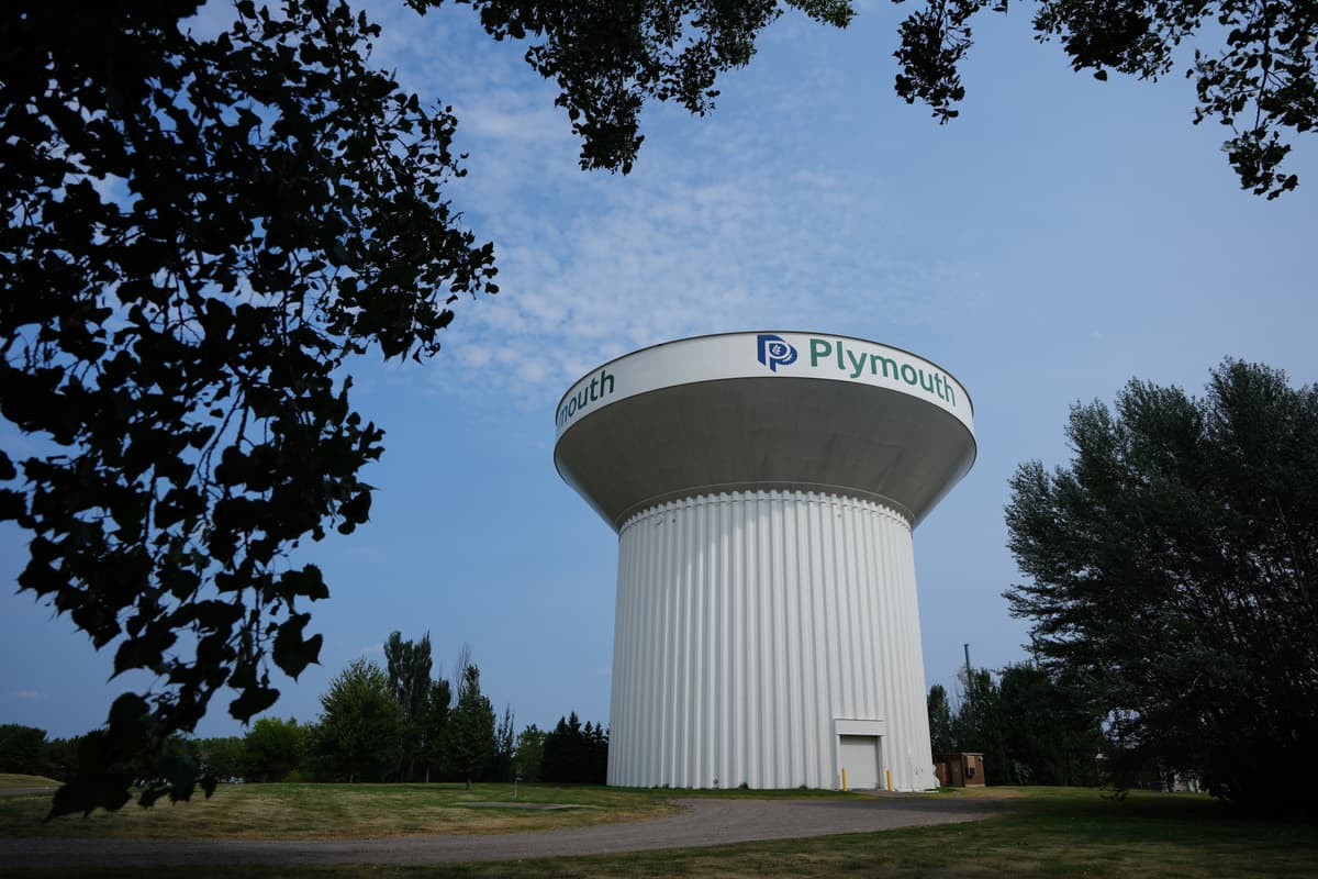 Ellen Schmidt/AP A water tower is seen at Plymouth, Minnesota, on July 30, 2026, days after a cyberattack targeted the operating technology at Plymouth and more than 30 other water systems in the state.