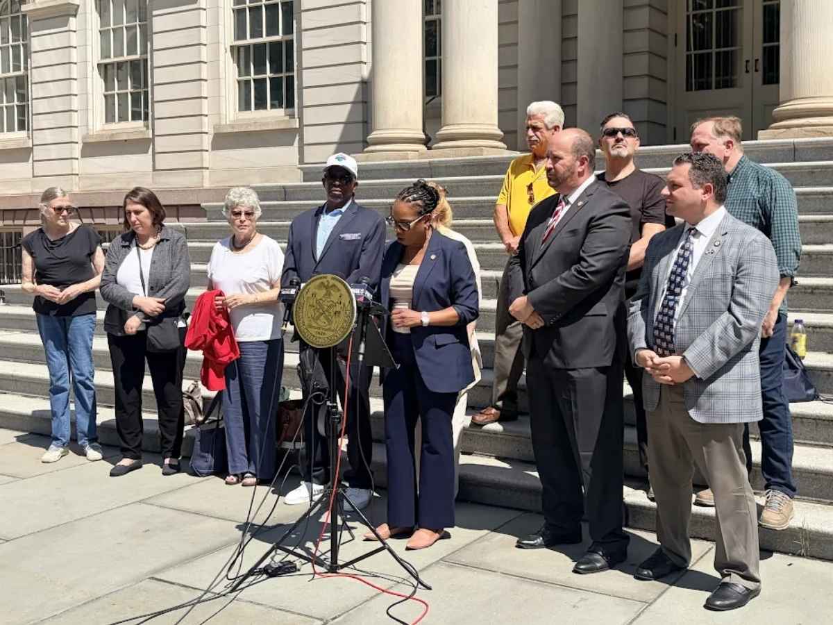 Jennifer Doherty Members of New York City's council speak outside City Hall on August 18, 2026, about a potential subpoena for Mayor Zohran Mamdani if his office fails to answer questions about the rollout of the pied-à-terre tax that has ensnared thousands of city homeowners.