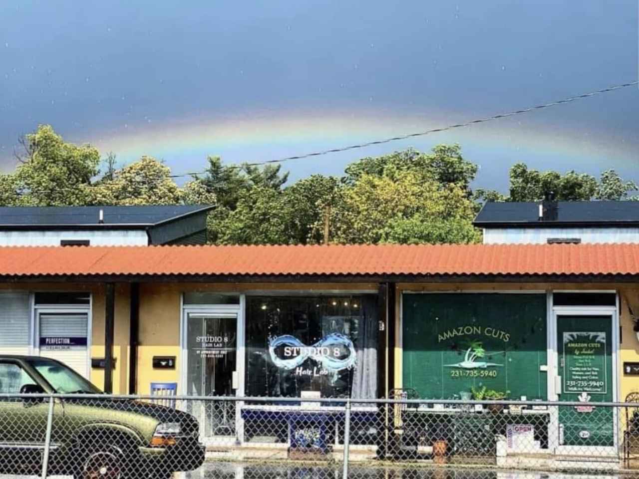 Studio 8 Hair Lab via Facebook The Studio 8 Hair Lab at Traverse City, Michigan, shared this 2023 post of a rainbow over the salon.