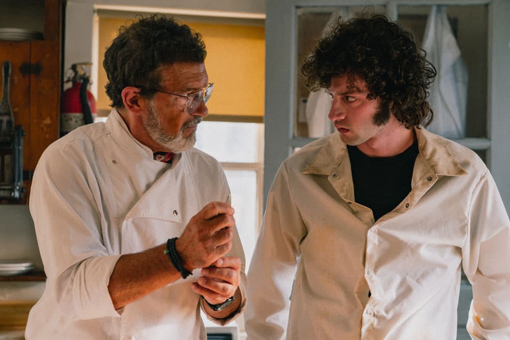 A24 Antonio Banderas and Dominic Sessa in 'Tony.'