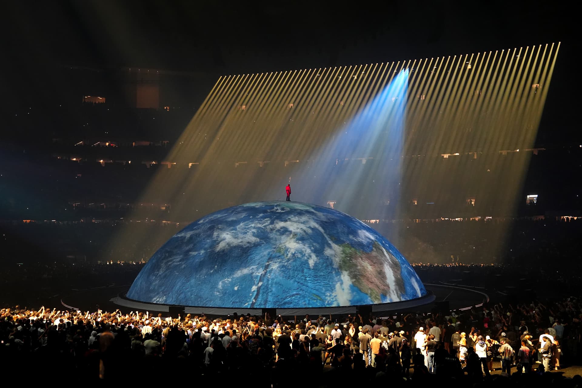 Erika Goldring/Getty Images Kanye West, now known as Ye, performs at Caesars Superdome at New Orleans on August 28, 2026.