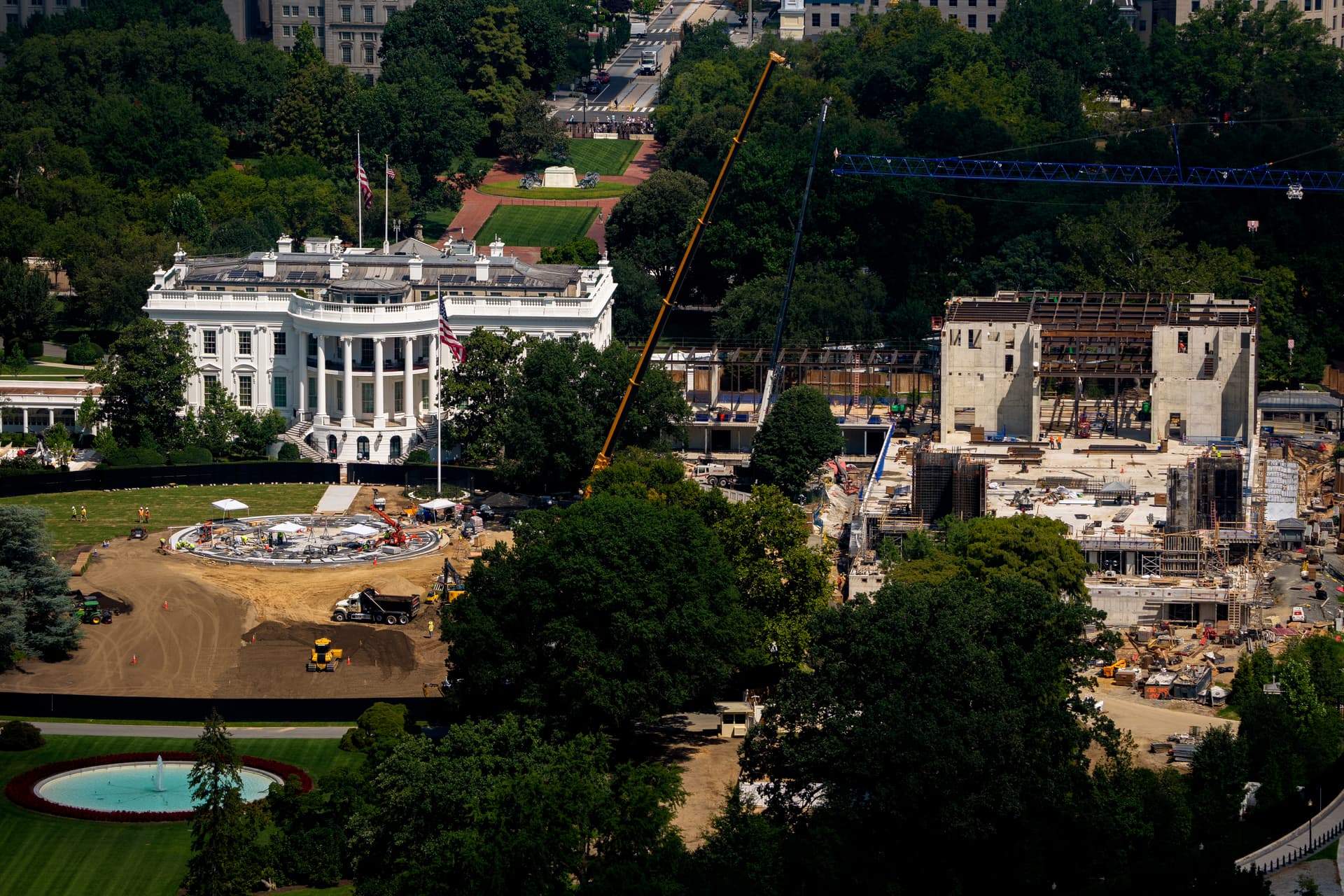 Andrew Harnik/Getty Images Construction at the White House on August 24, 2026.