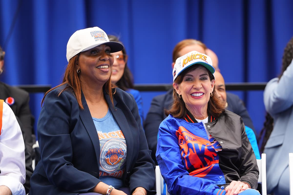 XNY/Star Max/GC Images) Attorney General Letitia James and Governor Kathy Hochul on June 18, 2026 at New York City.