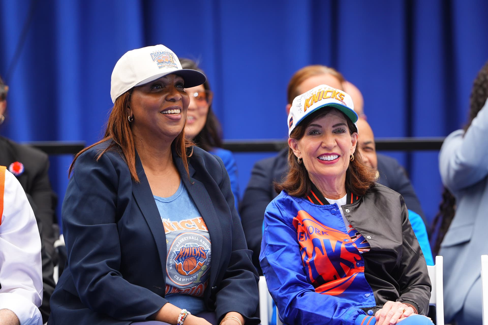 XNY/Star Max/GC Images) Attorney General Letitia James and Governor Kathy Hochul on June 18, 2026 at New York City.