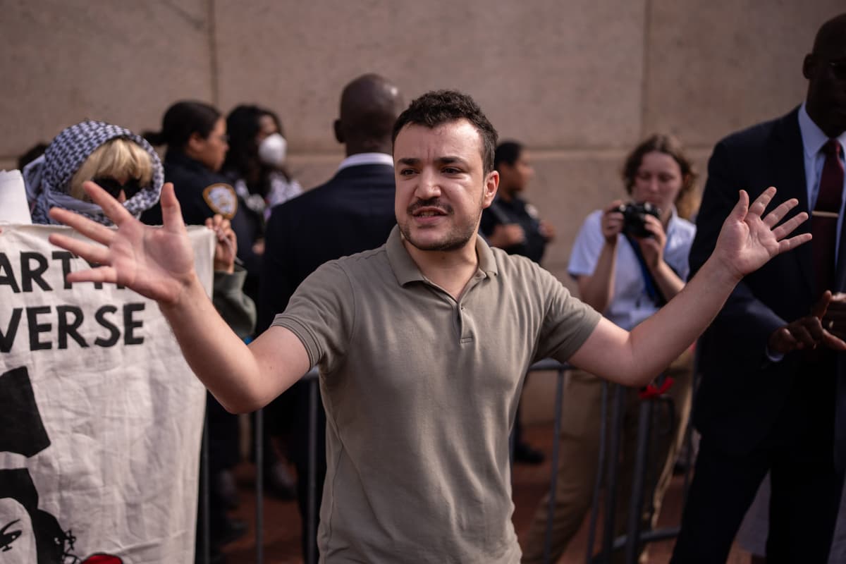 Adam Gray/Getty Images Activist Mahmoud Khalil attends a vigil and protest for Palestine outside of Columbia University on October 7, 2025.