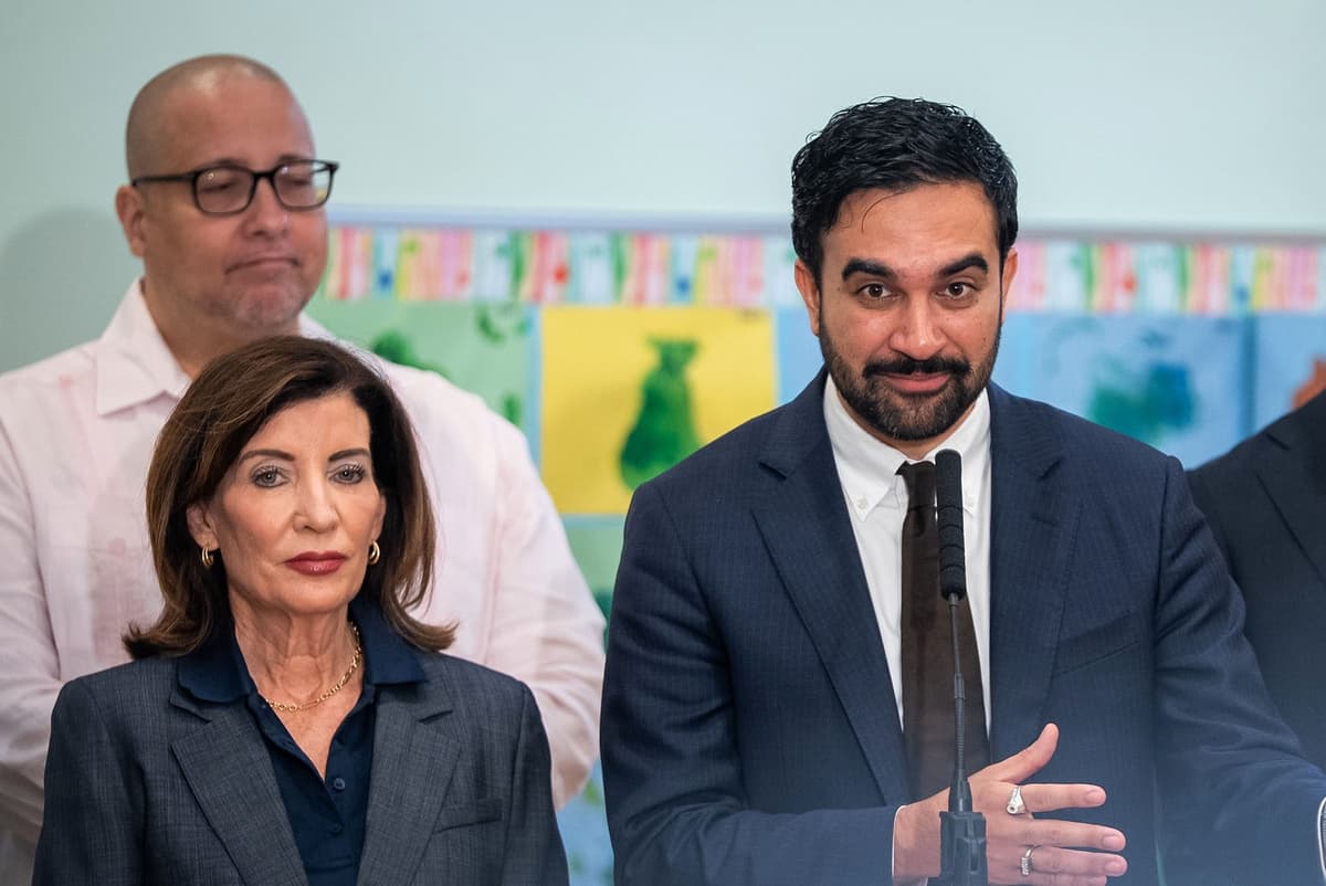 Ed Reed/Mayoral Photography Office Mayor Zohran Mamdani, right, and Governor Kathy Hochul, left, at The Bronx, August 4, 2026.