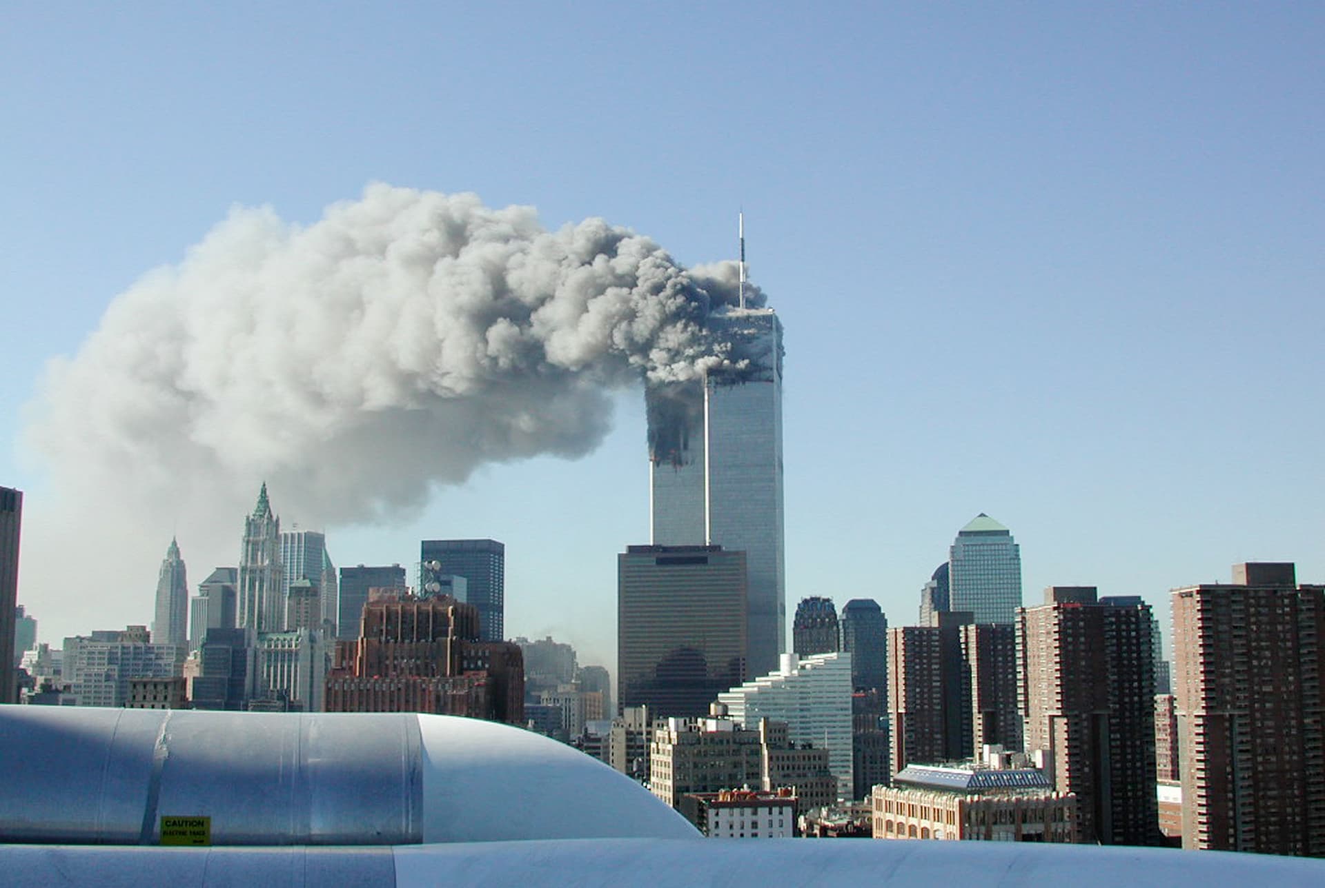 Fabina Sbina/ Hugh Zareasky/Getty Images The attack on the World Trade Center on September 11, 2001 at New York City.