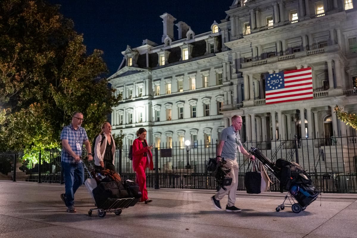 Daniel Heuer/Getty Images Journalists from CNN depart the White House grounds at Washington, D.C., on September 18, 2026, after President Trump said he would be ban the network from the White House along with reporters from MSNOW and Politico.