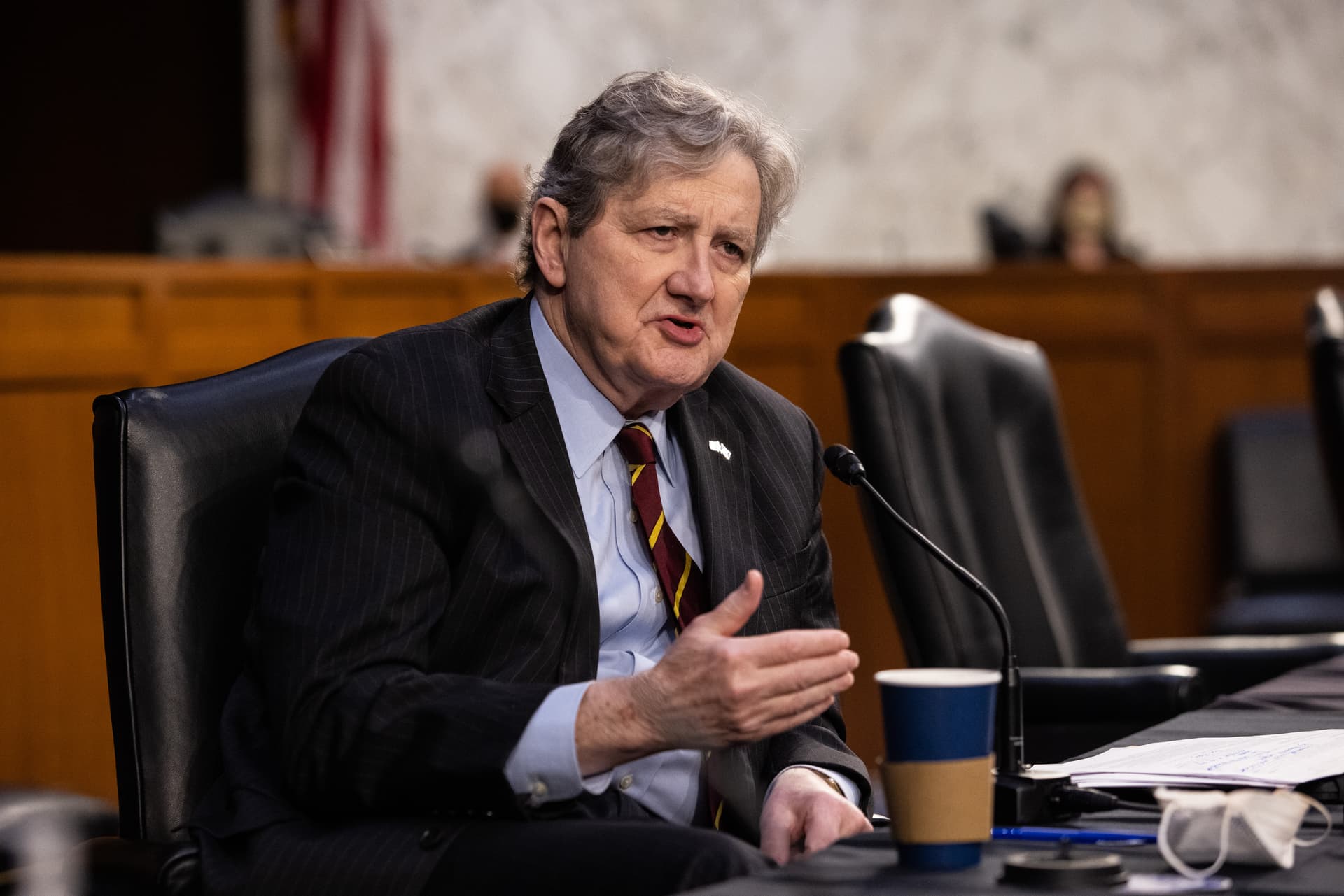 Graeme Jennings-Pool/Getty Images Senator John Kennedy speaks in the Hart Senate Office Building on Capitol Hill.