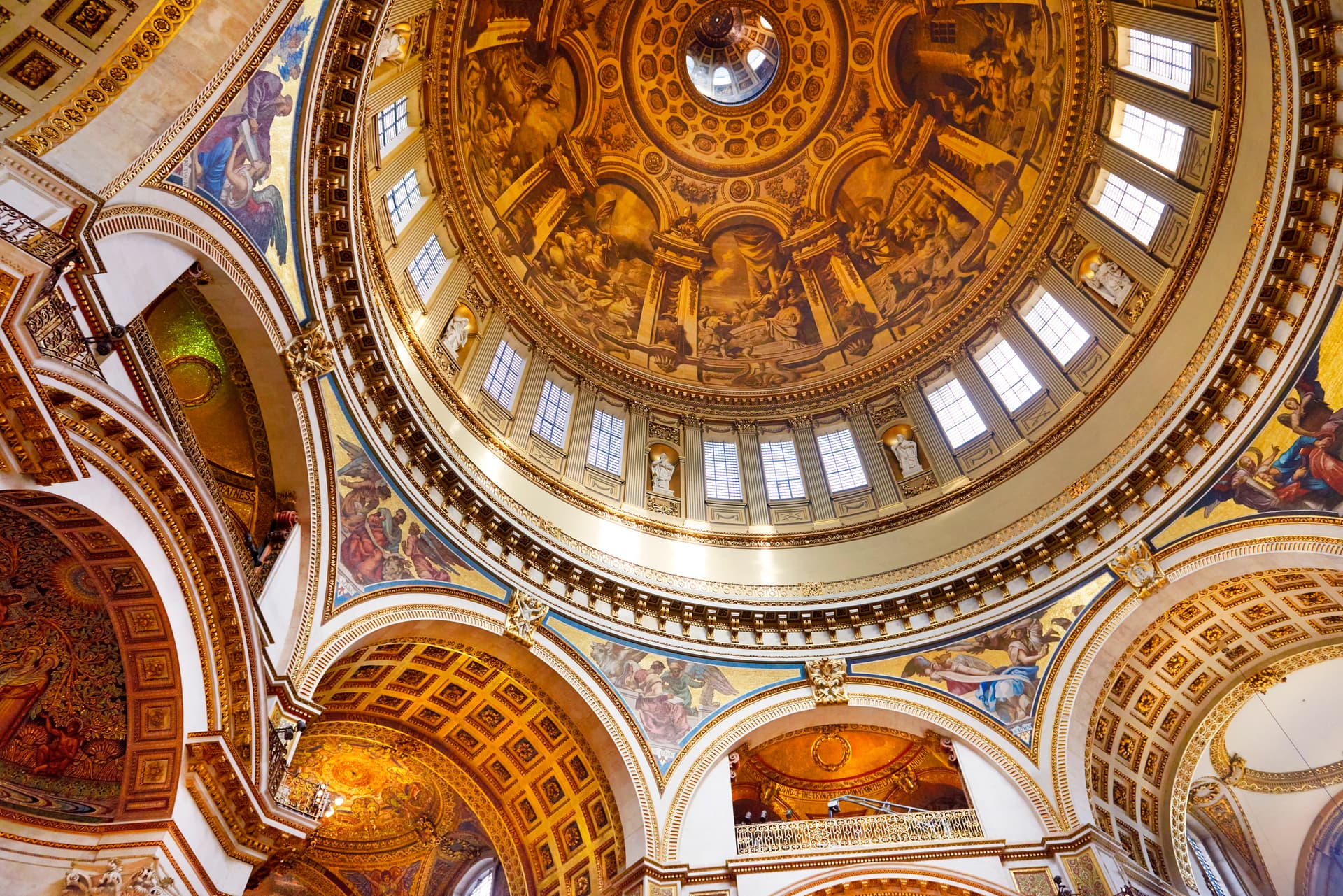 Peter Dazeley/Getty Images Inside the Dome of St Pauls Cathedral at London, England.