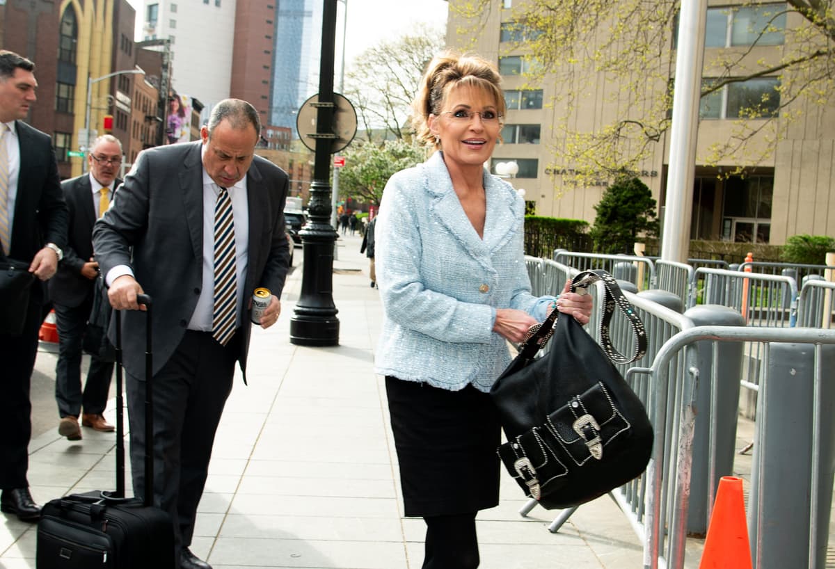 Bauer-Griffin/Getty Images Sarah Palin is seen arriving to the U.S. District Court in downtown Manhattan on April 21, 2025 at New York City.