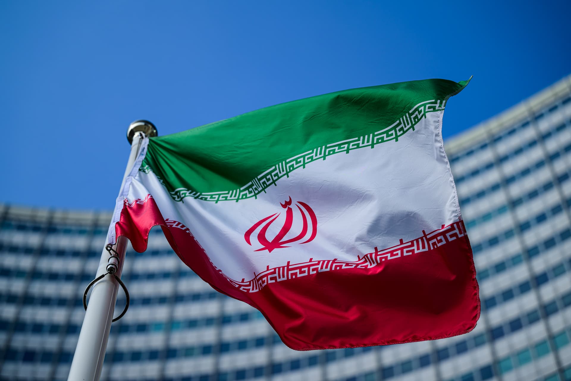 Christian Bruna/Getty Images The flag of Iran is seen outside the International Atomic Energy Agency (IAEA) headquarters in Vienna, Austria.