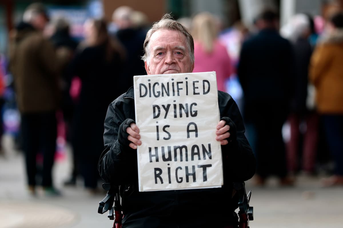 Jeff J Mitchell/Getty Images Protesters at a Dignity in Dying rally.