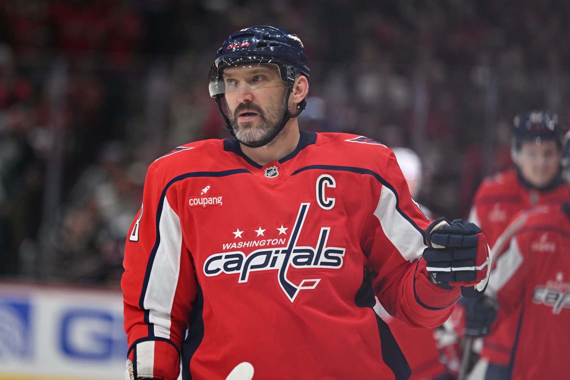 Jamie Sabau/Getty Images Alex Ovechkin of the Washington Capitals skates against the Pittsburgh Penguins.