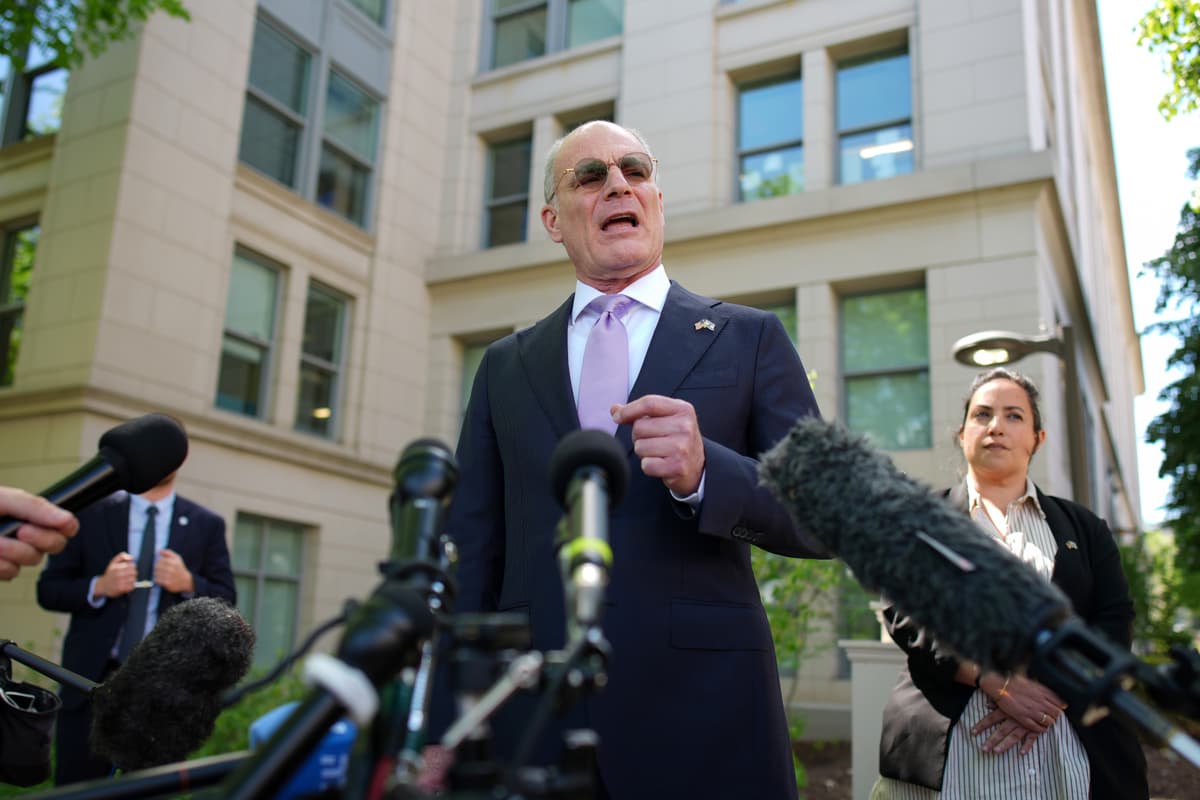 Andrew Harnik/Getty Images Israeli Ambassador to America Yechiel Leiter speaks to the media.