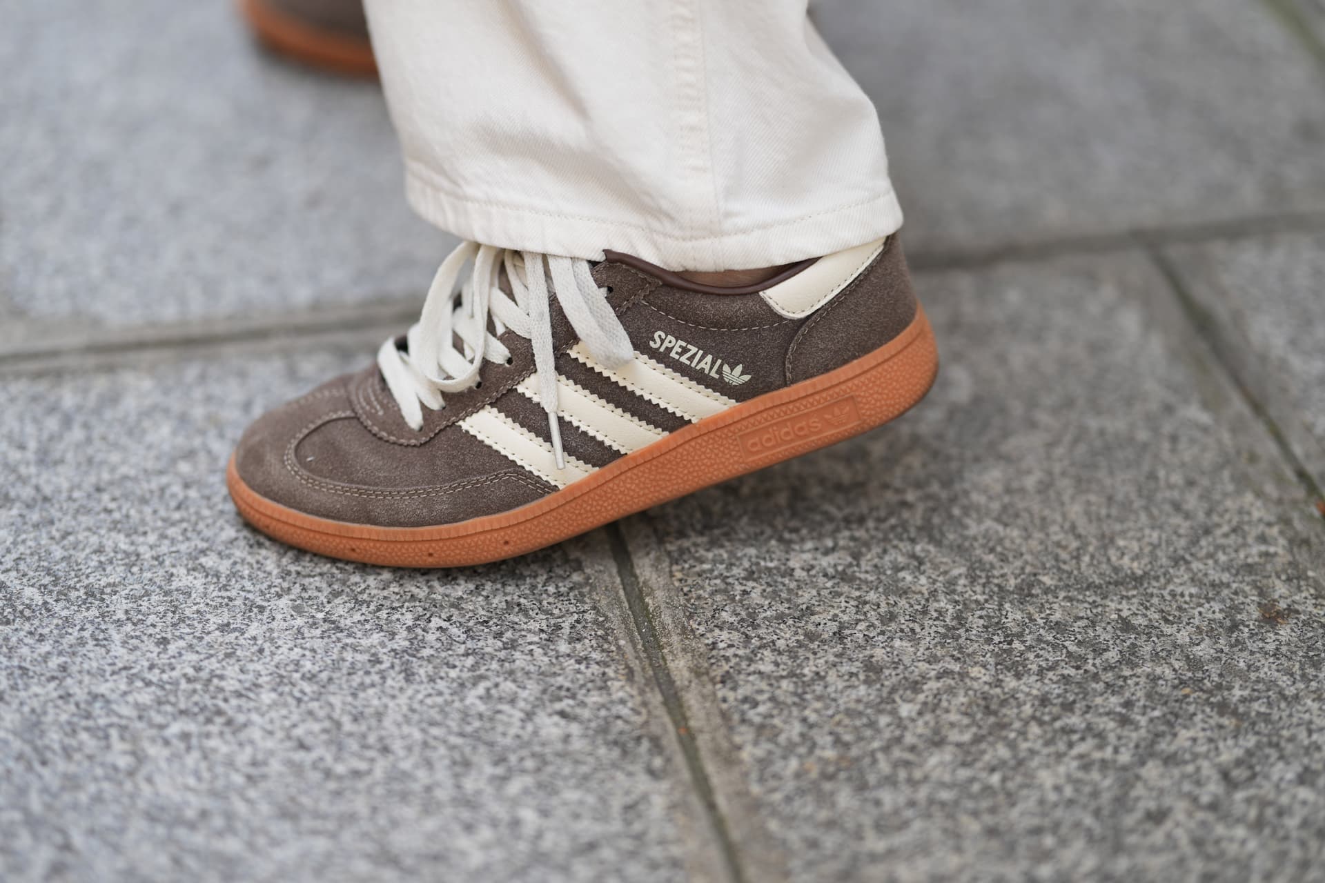 Edward Berthelot/Getty Images A pair of Adidas Spezial, photographed during a street style fashion session on May 8, 2026 at Paris, France.
