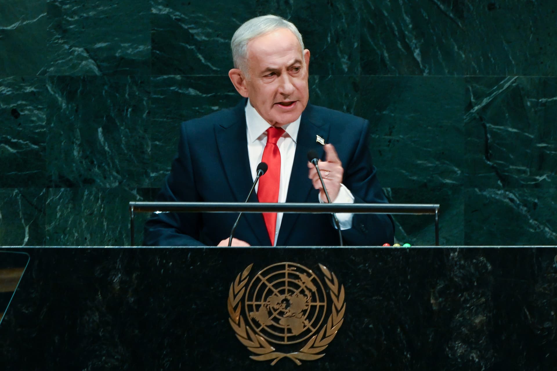 Alexi J. Rosenfeld/Getty Images Benjamin Netanyahu speaks during the 81st session of the United Nations.
