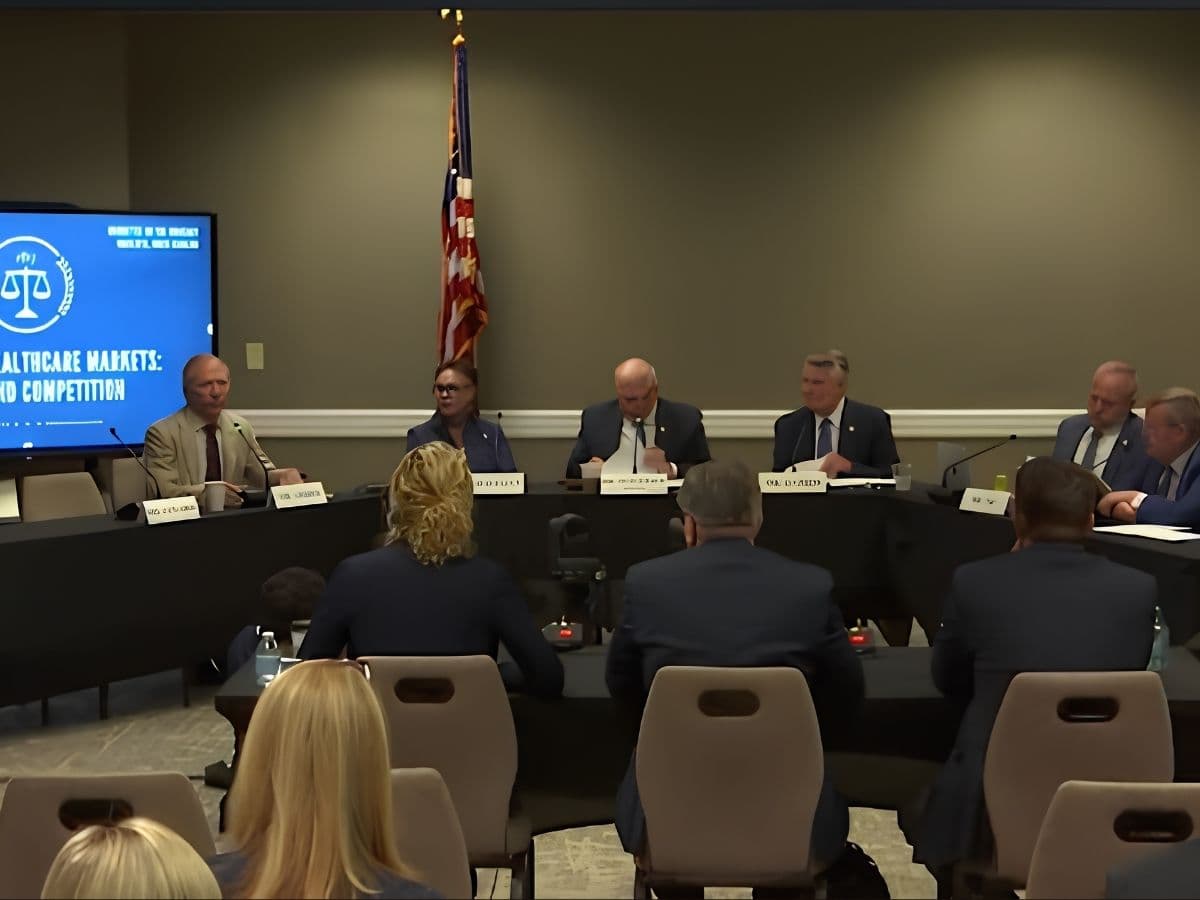 House Judiciary Committee Lawmakers on the House Judiciary Committee hold a field hearing on the spiking cost of health care resulting from the consolidation of hospitals at the Marriott City Center at Charlotte, North Carolina, on September 14, 2026.