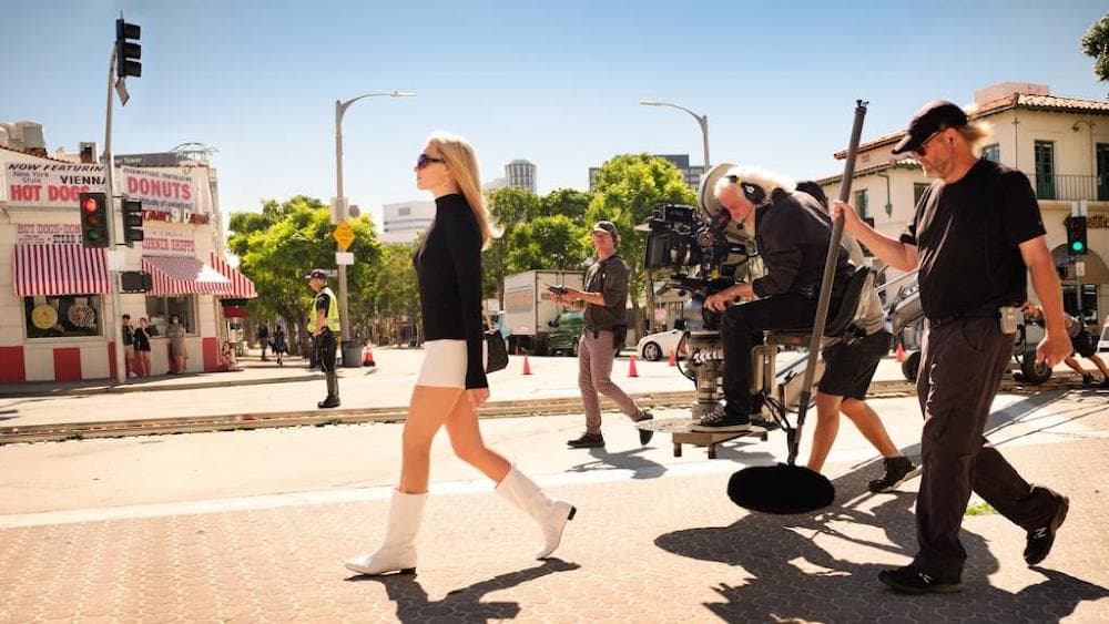 Via Instagram Actress Margot Robbie portrays1960s film star Sharon Tate during on-location shooting of Quentin Tarantino's 2019 film, Once Upon a Time in Hollywood.