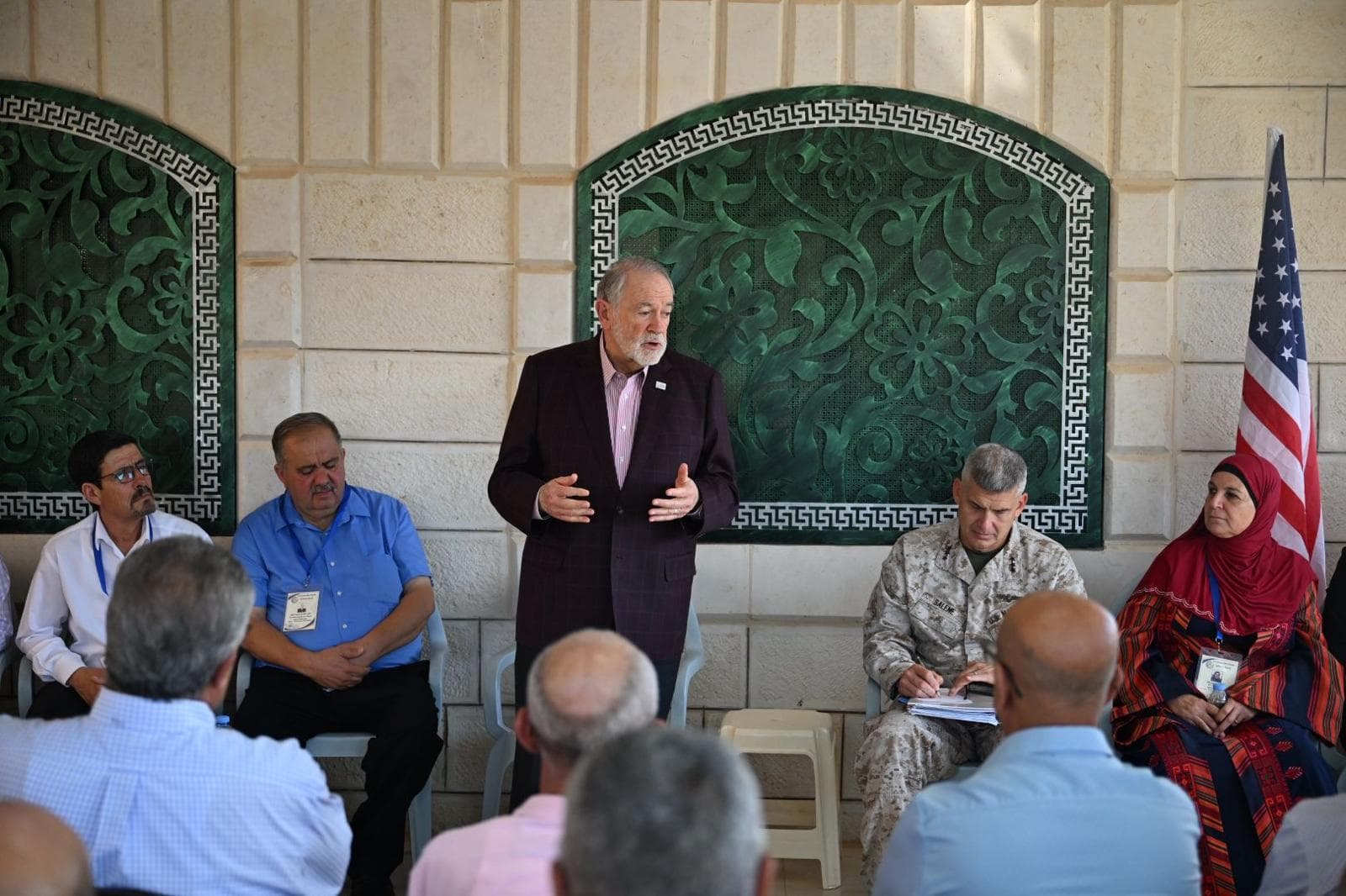 Via X The American ambassador to Israel, Mike Huckabee, meets with mainly Palestinian-American residents at the West Bank town of Turmus Ayya on September 5, 2026.