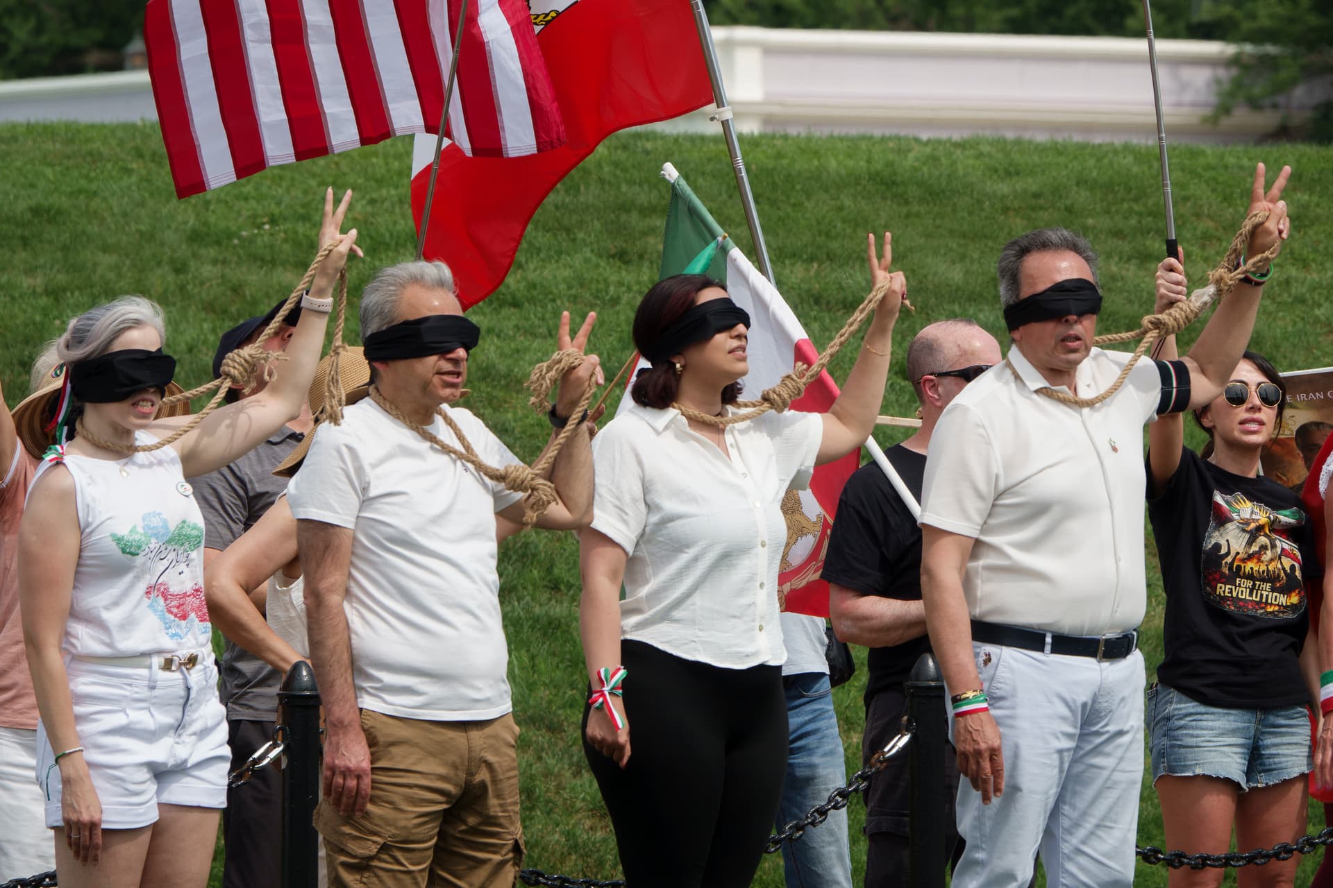 Kevin Carter/Getty Images Demonstrators gather to protest the Islamic regime and executions of Iranians on the National Mall at Washington, D.C., on June 6, 2026.