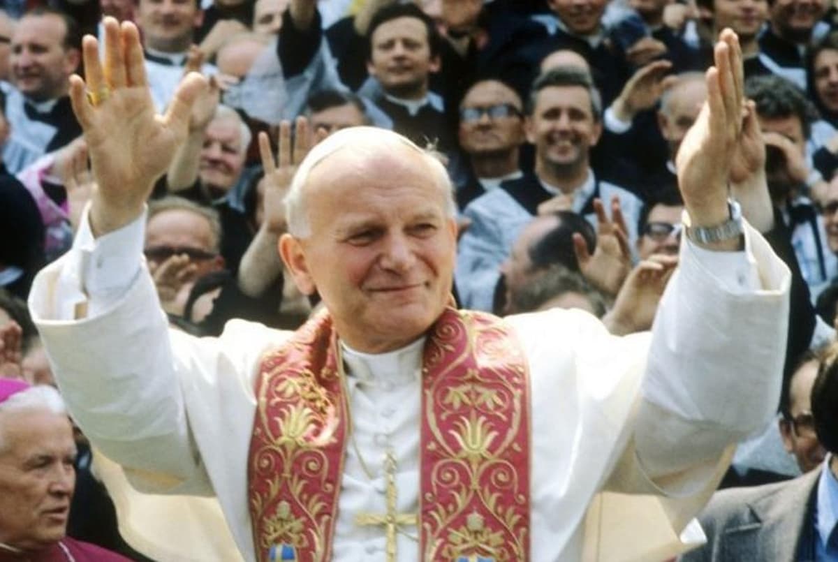 Via Wikimedia Commons Pope John Paul II during his pilgrimage to Poland in 1979.