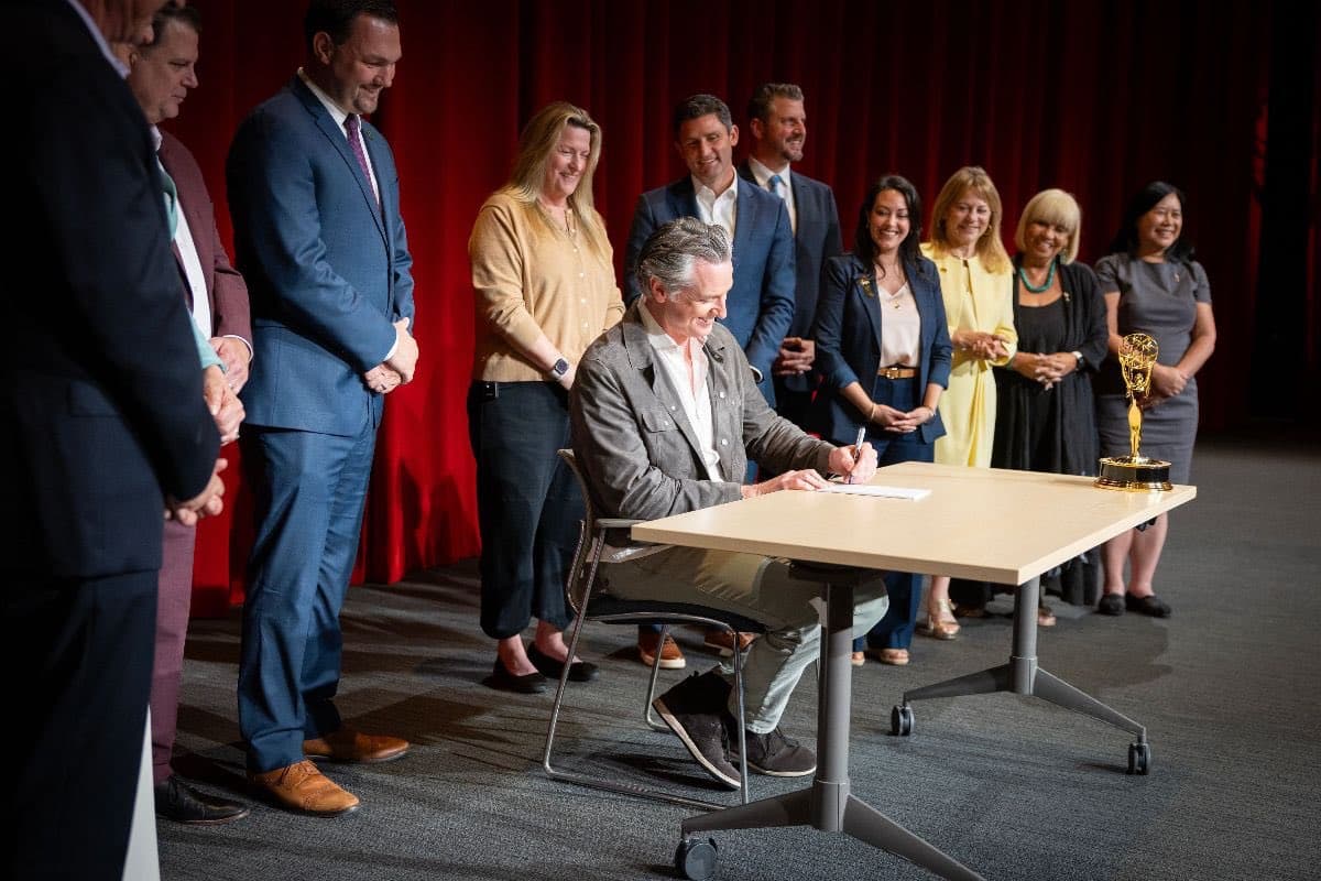 Governor Newsom Press Office Governor Newsom of California signs a series of bills on September 20, 2026.