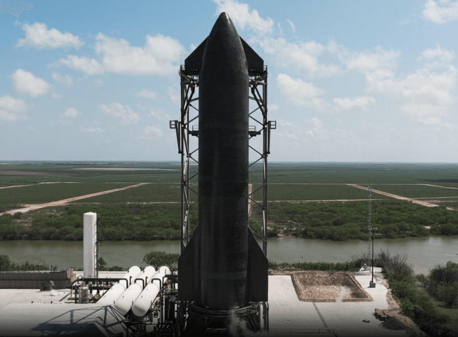 Screengrab via SpaceX SpaceX's Starship on the launch pad