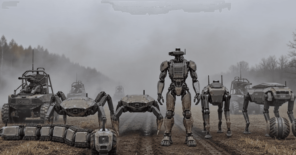 Via X This AI-generated video depicts humanoid robots storming Russian positions.