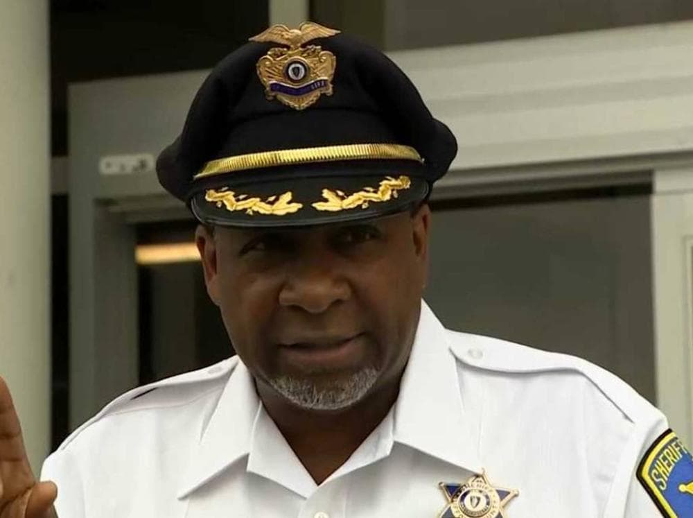 Via X The Suffolk County sheriff, Steven Tompkins, speaks to reporters in front of the South Bay House of Correction at Boston, Massachusetts, on June 5, 2020.