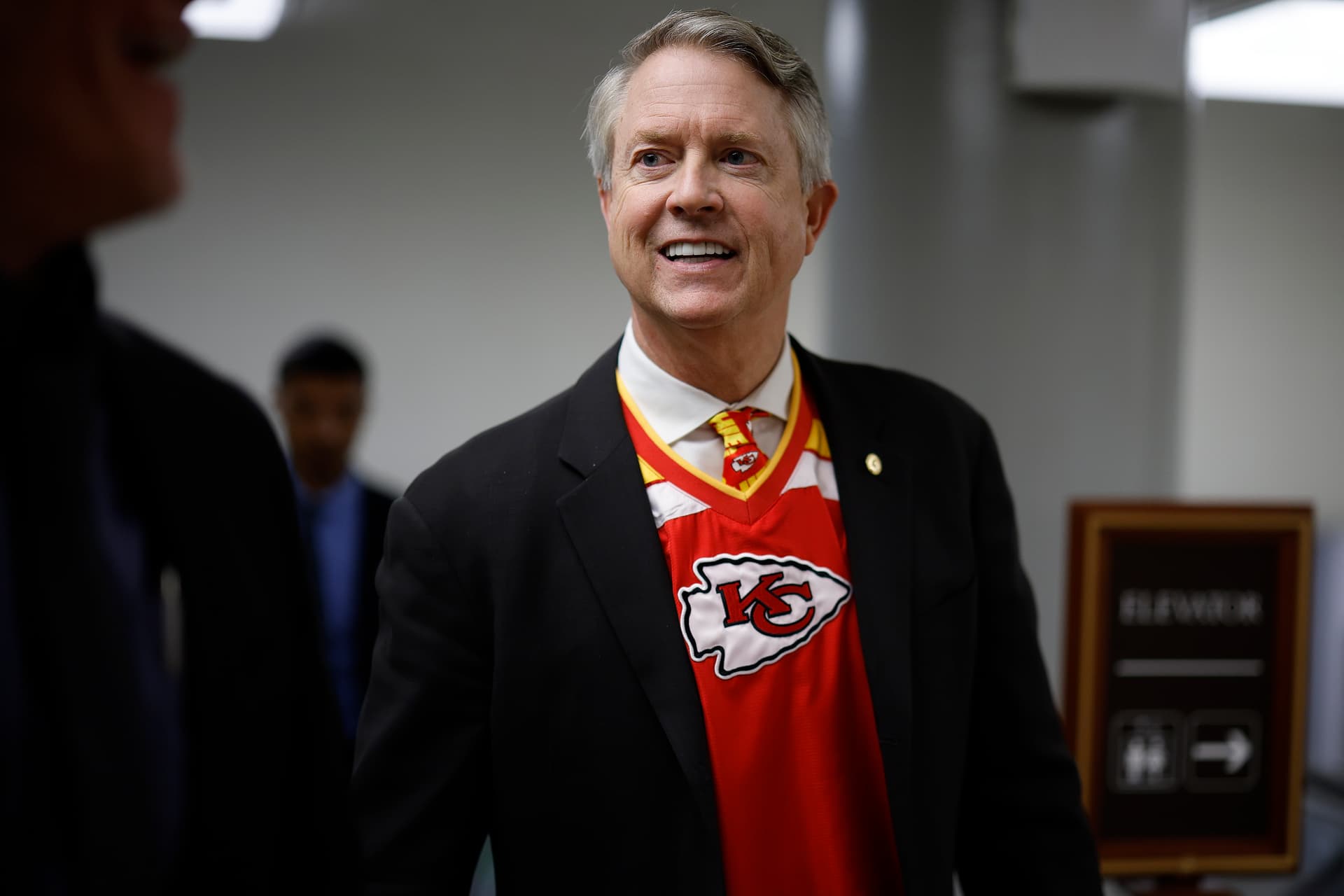 Chip Somodevilla/Getty Images Senator Roger Marshall of Kansas, who faces a tough re-election campaign, at the Capitol on February 7, 2024.