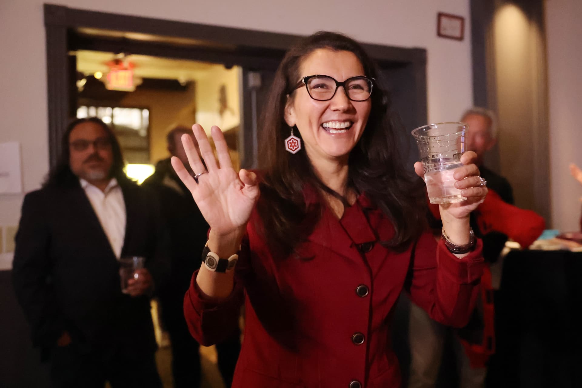 Spencer Platt/Getty Images Congresswoman Mary Peltola, now running for the Senate, on November 8, 2022 at Anchorage, Alaska.