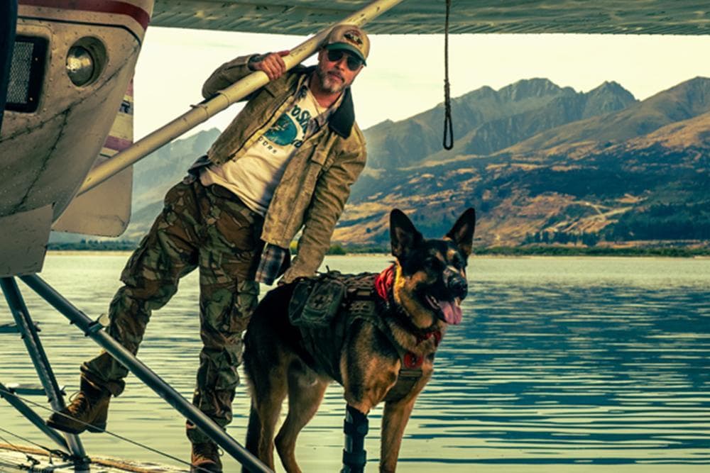 Paramount Pictures Brad Pitt and Uber the dog in 'Heart of the Beast.'