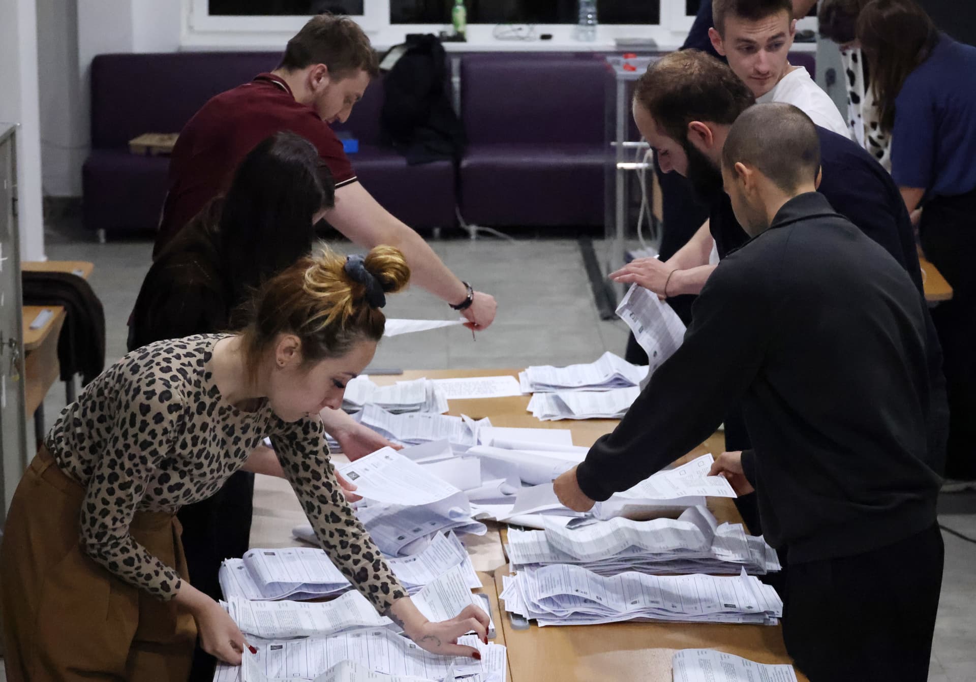 Getty Images Election commission members count ballots on September 20, 2026 from parliamentary elections at a Moscow polling station.