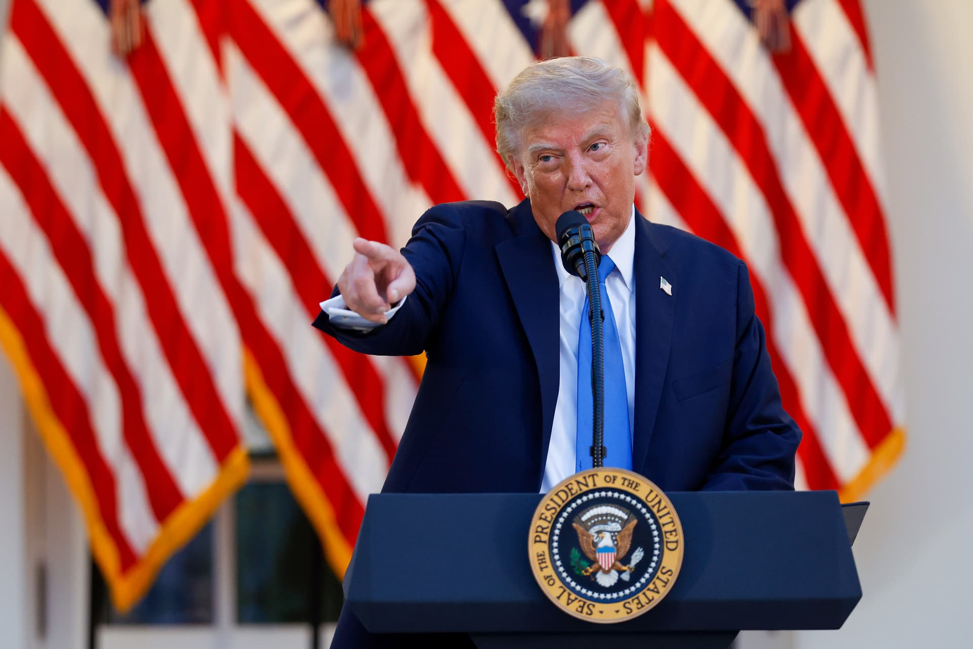 Kevin Dietsch/Getty Images President Trump at the Rose Garden of the White House on September 2, 2026.