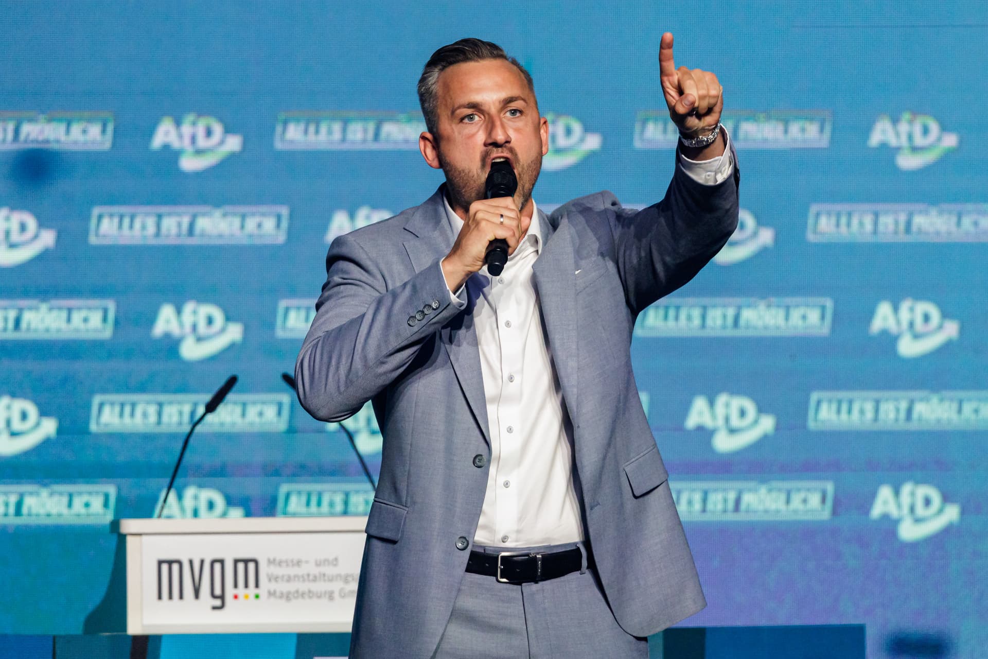 Jens Schlueter/Getty Images The AfD's Ulrich Siegmund on September 5, 2026 at Magdeburg, Germany.
