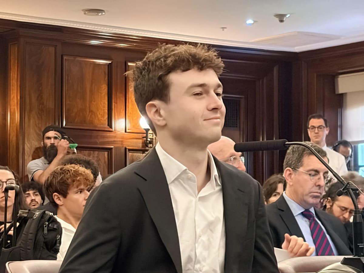 Jennifer Doherty/The New York Sun Former OpenAI and Anthropic researcher Jacob Coxon told New York City Council it is 'more likely than not that humanity loses control to AI' in his testimony on October 5, 2026.