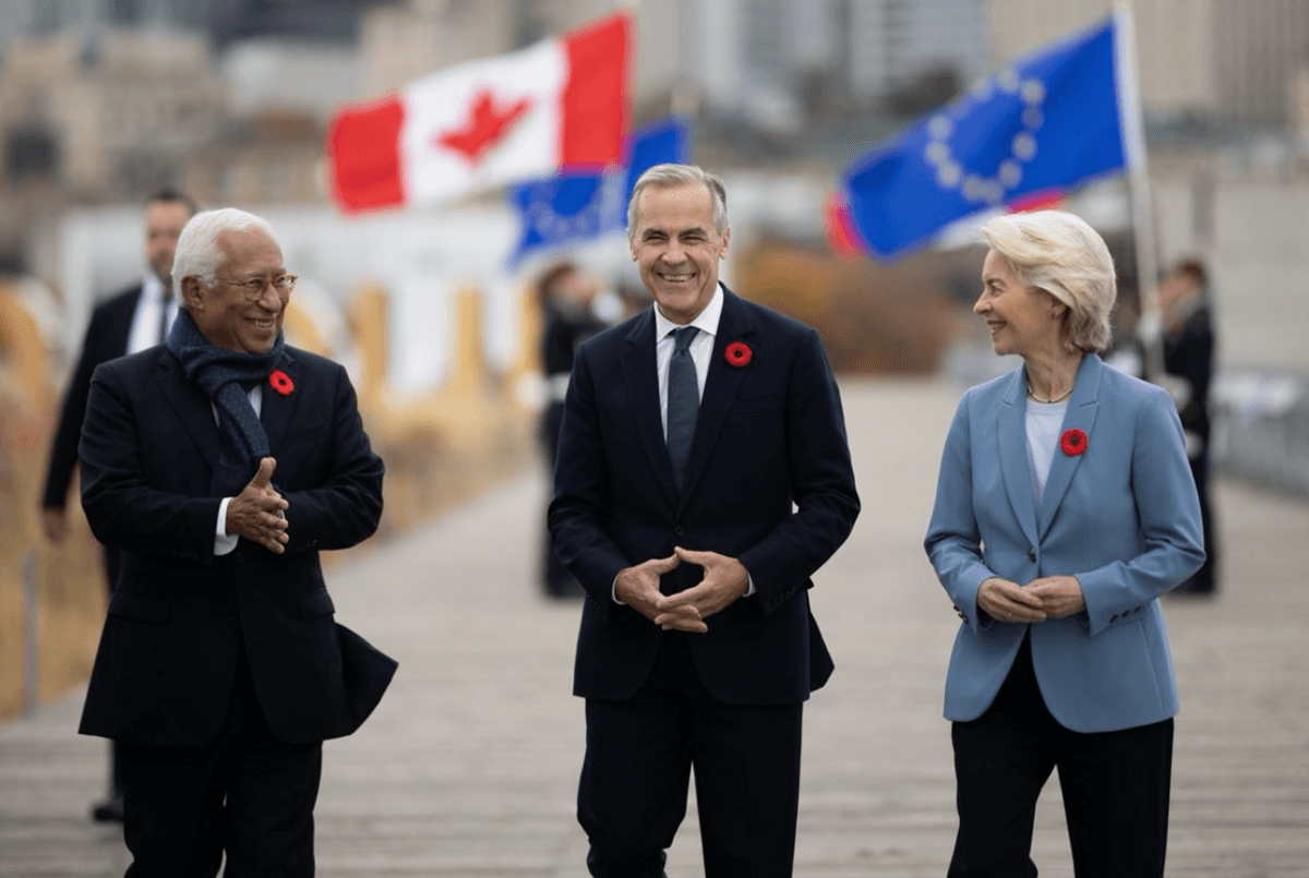Via X The European Council president, António Costa, Prime Minister Mark Carney, and the European Commission president, Ursula von der Leyen, walking together during the closing events of the Canada-EU Summit at Montreal on October 30, 2026.