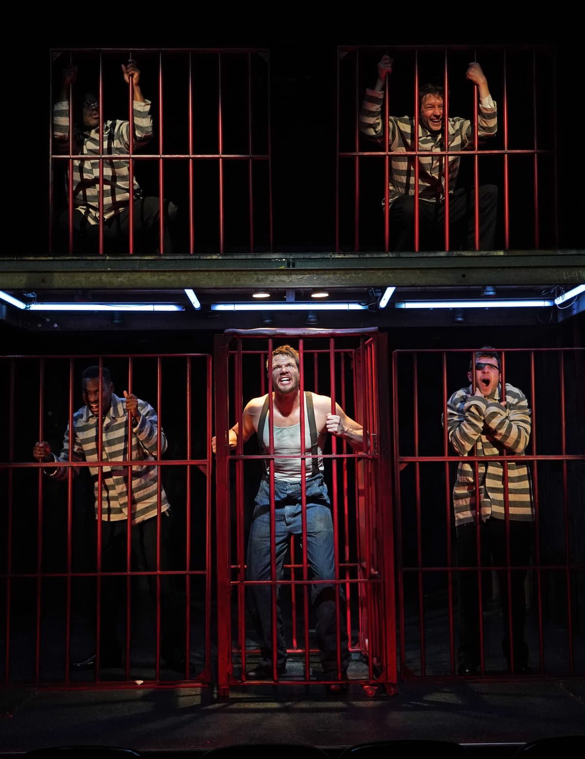 Via Carol Rosegg Hassiem Muhammad, Adam Petherbridge, Harrison Tipping, Jon Beavers, and-Nayib Felix in 'The Hairy Ape.'
