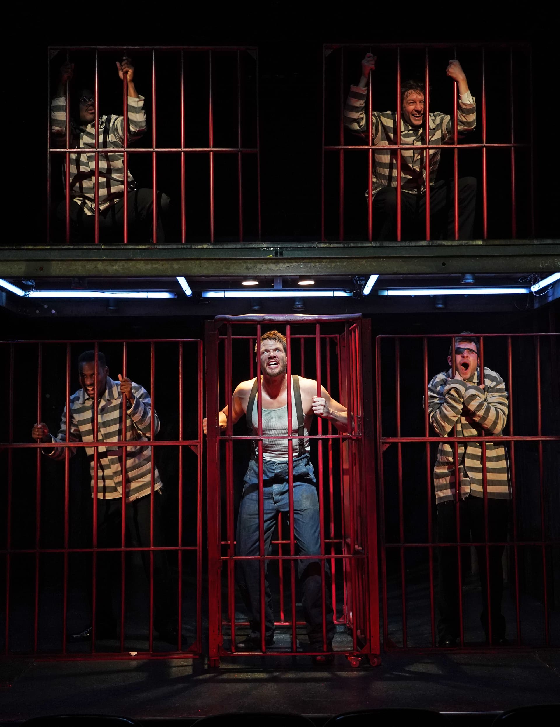 Via Carol Rosegg Hassiem Muhammad, Adam Petherbridge, Harrison Tipping, Jon Beavers, and-Nayib Felix in 'The Hairy Ape.'